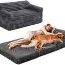 INVENHO Foldable Human Dog Bed, Orthopedic Egg-Crate Memory Foam Human Sized Dog Bed for Adult with Washable Removable Cover & Nonskid Bottom. Dirty