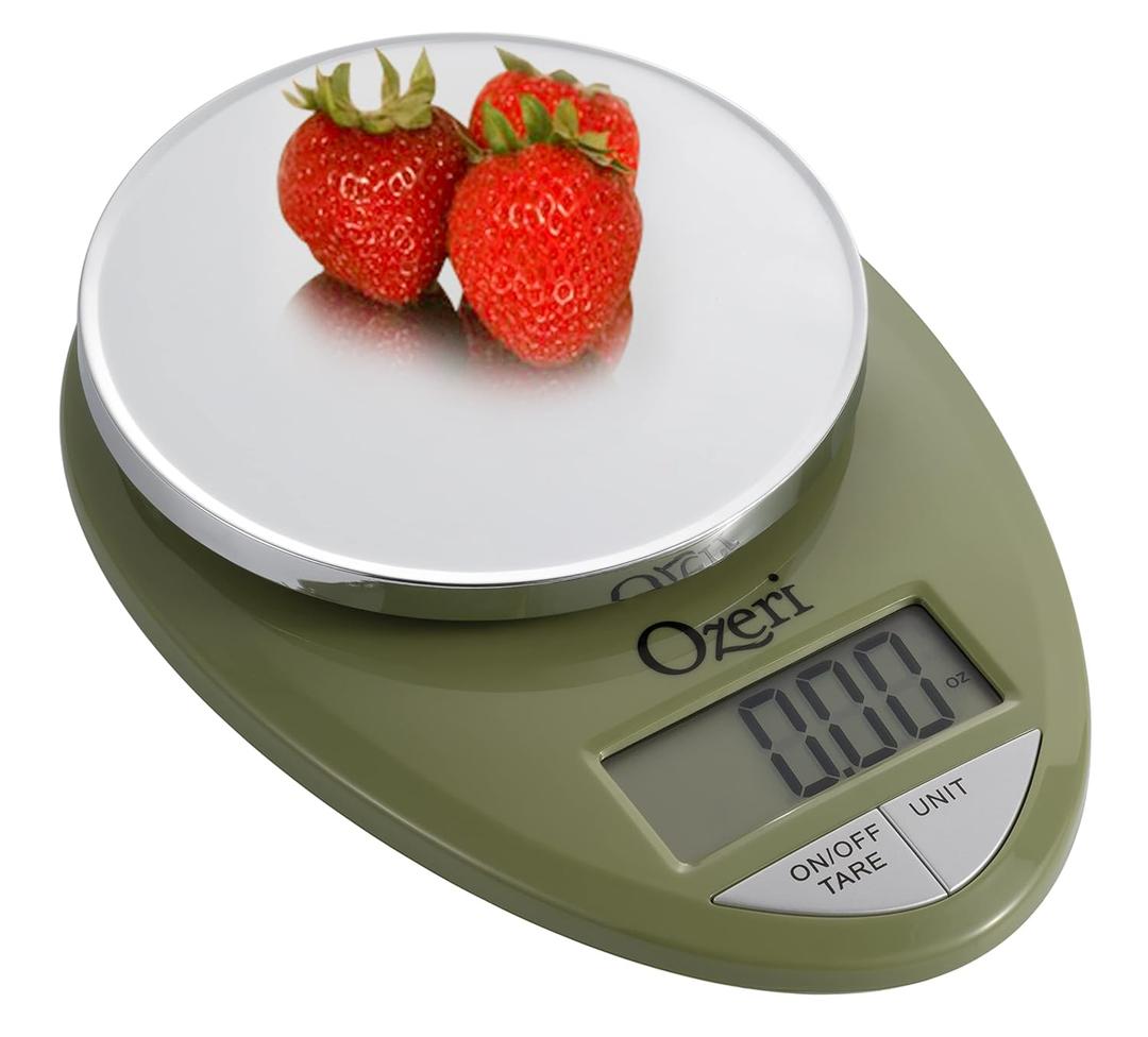 Ozeri Pro Digital Kitchen Food Scale, 0.05 oz to 12 lbs (1 gram to 5.4 kg) (Calla Green)