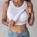 CHICME Women Built-in Bra Tank Tops Sleeveless Casual Shirts Racerback Ribbed Fitted Tank Tops (White, XL)