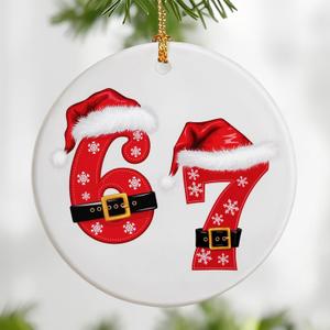 67 Ornament | Six Seven Christmas Ornament | 2025 Funny Christmas Ornaments | Funny 67 Meme Ornament | Funny Xmas Gifts | Stocking Stuffers for Teens