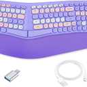 Lomiluskr Wired Ergonomic Keyboard with PU Wrist Rest, Carpal Tunnel Keyboard, Colorful Split Ergo Design, Comfortable Natural Typing, Compatible with PC/Laptop (Purple)