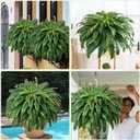 MARTINE MALL 2Pcs 48''/128 Leaves Artificial Ferns for Outdoors Look Real Fake Ferns, Large Faux Boston Ferns for Outdoor Planter Realistic UV Resistant Artificial Fake Plants for Porch Patio Hanging