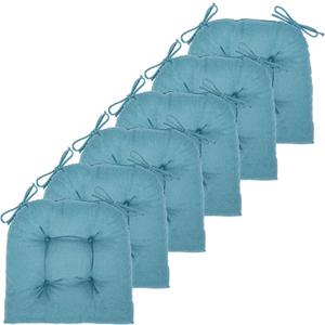 Chair Cushion, Chair Cushions for Dining Chairs, Chair Pads and Mat with Ties for Indoor Kitchen Seat and Desk (Teal, 6 Count - 17 x 16 in)