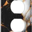 Outlet Covers Black Gold Marble Decorative 1 Gang Duplex Light Switch Cover Plate Receptacle Wall Plate Electrical Switch Plate Covers for Country Bathroom Bedroom Decor