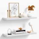 Floating Shelves for Wall, White Wood Wall Shelf Set of 2, 24" Wall Mounted Floating Shelf for Kitchen, Living Room, Bedroom, Bathroom Storage, Book Shelf for Walls Home Decor, Frame Display, 24inch-2P