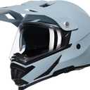TRIANGLE Dual Sport Motorcycle Helmet Dirt Bike Helmets ATV Full Face Helmet for Adults Men with Internal Sunshield DOT Approved (Gray, L)