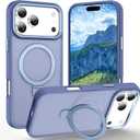 Magnetic for iPhone 17 Pro Case with Ring Stand, [10 FT Drop Protection] [Velvety Touch] Slim Translucent Matte Back Shockproof Phone Case for iPhone 17 Pro 6.3'', Sierra Blue