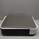RIZZARI Stainless Steel Litter Box: Large Dual-Entry Enclosed Leakproof Design - Odor-Free Non-Stick Cleaning - Teflon Coating & Pull-Out Sifting Tray for Multi-Cat Homes - Use in Living Room