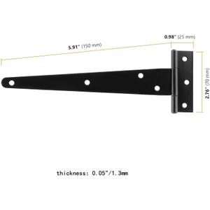 SEUNMUK 6 Pack 6 Inch T Strap Hinges Gate, Heavy Duty Door Hinges with 36 Mounting Screws, Black Barn Gate Hinges for Fence, Cabinet, Shutter, Gate, Shed ﻿