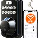 Veise VE012W WiFi Fingerprint Smart Lock for Front Door, Matte Black