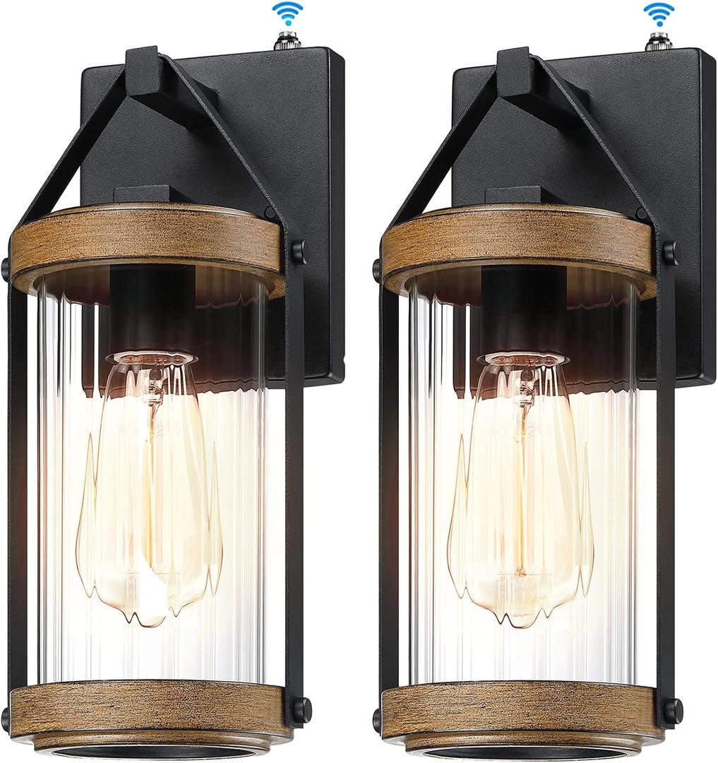 LONEDRUID 2 Pack Dusk to Dawn Outdoor Wall Light Fixtures Photocell Sensor Exterior Lantern Sconce Lighting Waterproof Outside Wall Mount Lamp for House Patio Garage Entryway Doorway