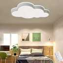 LAKIQ Modern Dimmable Acrylic LED Lights with Remote Creative Cloud Shape Children Room Flush Mount Ceiling Lighting Fixture for Kids Bedroom Kindergarten Living Room(25.5'',Stepless Dimming)