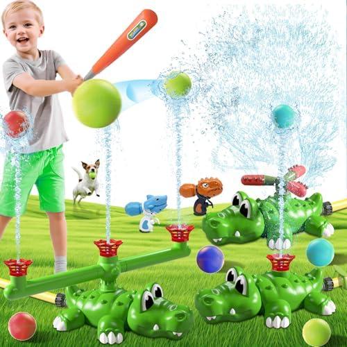 4-in-1 Water Sprinkler Baseball Crocodile Toy for Kids, Rotating Sprinkler, 3-Way Tee Ball Game, Summer Backyard Fun for Boys & Girls, Outdoor Lawn Party Play Set(Crocodile) 4-in-1 Water Sprinkler Baseball Crocodile Toy for Kids, Rotating Sprinkler, 3-Way Tee Ball Game, Summer Backyard Fun for Boys & Girls, Outdoor Lawn Party Play Set(Crocodile)