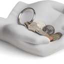 Danya B. CSK8076 Handle with Care Hands Holder, White Poly Resin Decorative Tray, Key Ring Jewelry Candle Trinket or Candy Dish, 5.25" W