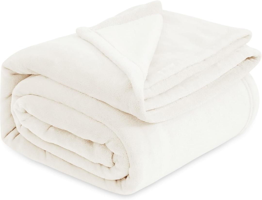 Bedsure GentleSoft Fleece Blanket California King - Lightweight Plush Fuzzy Cozy Soft Blankets for Bed, Cream, 102x96 inches