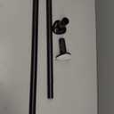 Tension Curtain Rod 51-86 Inch, Curtain Rod No Drilling for Window or Bathroom Closet, Outdoor Curtain Rods for Patio Tension Rod, Easy to Install, Never Rust, Rod Diameter 1.26 Inches - Black