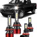 Light Bulbs Compatible for 2005-2019 Nissan Frontier 9007 Low High Beam H11 Fog Lights Combo Pack 800% Brightness with Cooling Fan Plug N Play Pack of 4