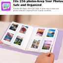 256 Pockets Photo Album for Fujifilm Instax Mini Camera, Polaroid Camera, Leather Cover, Photo Album for Instax Mini 12 11 9 40 90 8 7 Evo LiPlay Instant Camera, 2x3 Photo Albums for Christmas, Purple