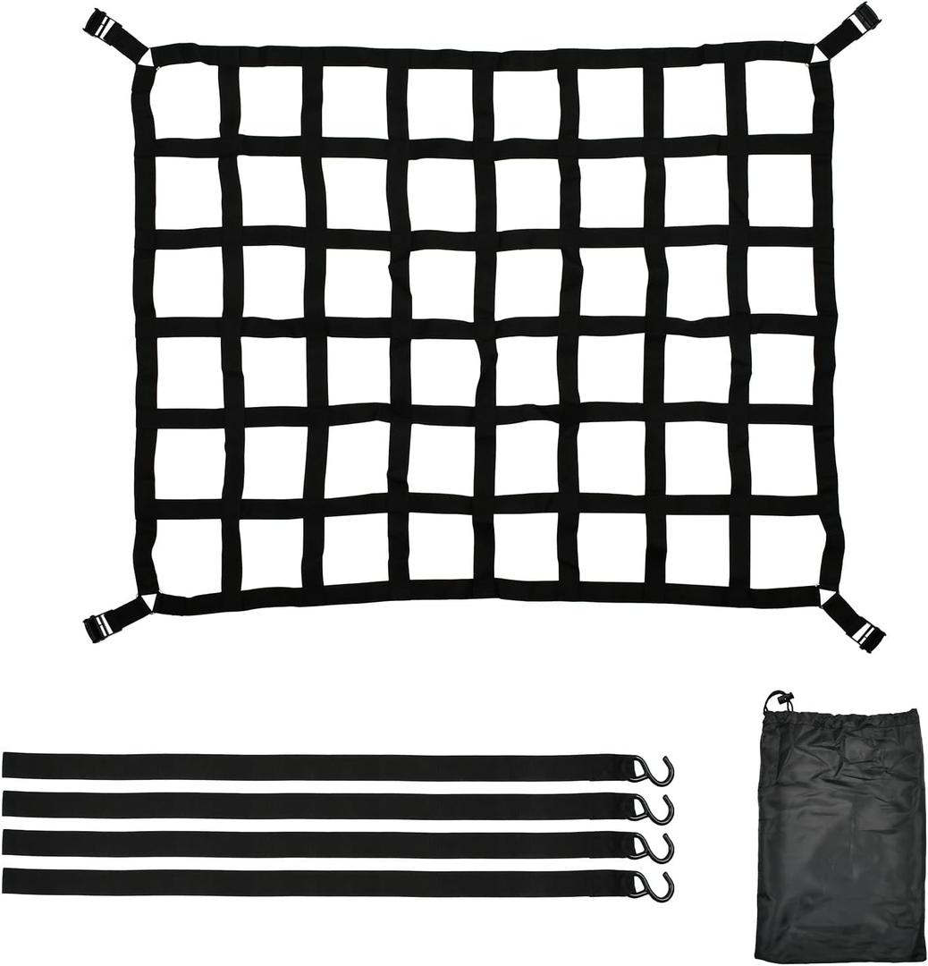 42" x 50" Truck Cargo Net Heavy Duty for Pickup Truck Bed with Hook Capacity 1100LBS