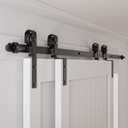 CCJH 4FT Bypass Sliding Barn Door Hardware Kit for 2 Doors, Single Track System Rail Slide Smoothly Quietly