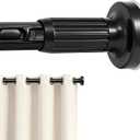 Extra Long Tension Curtain Rod 39-157 In (3.3-13Ft), Black One-Click Telescopic Rod No Drilling, Heavy Duty Outdoor Curtain Rods for Patio Windows, Adjustable Shower Curtain Rod for Bathroom