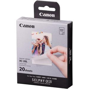 Canon QX20 Color Ink/Label Set, 4x6 Photo Paper, 20 Sheets, 3.4 x 2.1 Inch, White, Recyclable, Uncoated