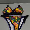 Aidonger Bikini Sets for Women Floral Two Piece Bathing Suit V Neck Shell Stitched Swimsuit Tie Side Triangle Swimwear M