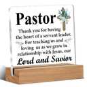 4 x Pastor Appreciation Gifts, Pastor Gifts for Men, Religious Christian Gift for Pastors Thank You Clear Acrylic Decorative Sign Desk Decor