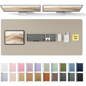 YSAGi Leather Desk Protector, Office Mat, Large Mouse Mat, Non-Slip PU Leather Blotter, Laptop Pad, Waterproof Writing Pad for Office and Home (Olive Beige, 47" x 17")