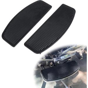 AUFER 2Pcs Motorcycle Front Driver Rider Inserts Floorboards Foot Peg Footrest Footboards Compatible With For Touring Electra Glide Road Glide Road King Softail (Black)