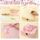 DIY Pink Senior Year Wooden Keepsake Box Set For Graduate, Valentine's Day Memento Box for Grad 9 x 9 x 4 Inches for Crafts and Photo Storage