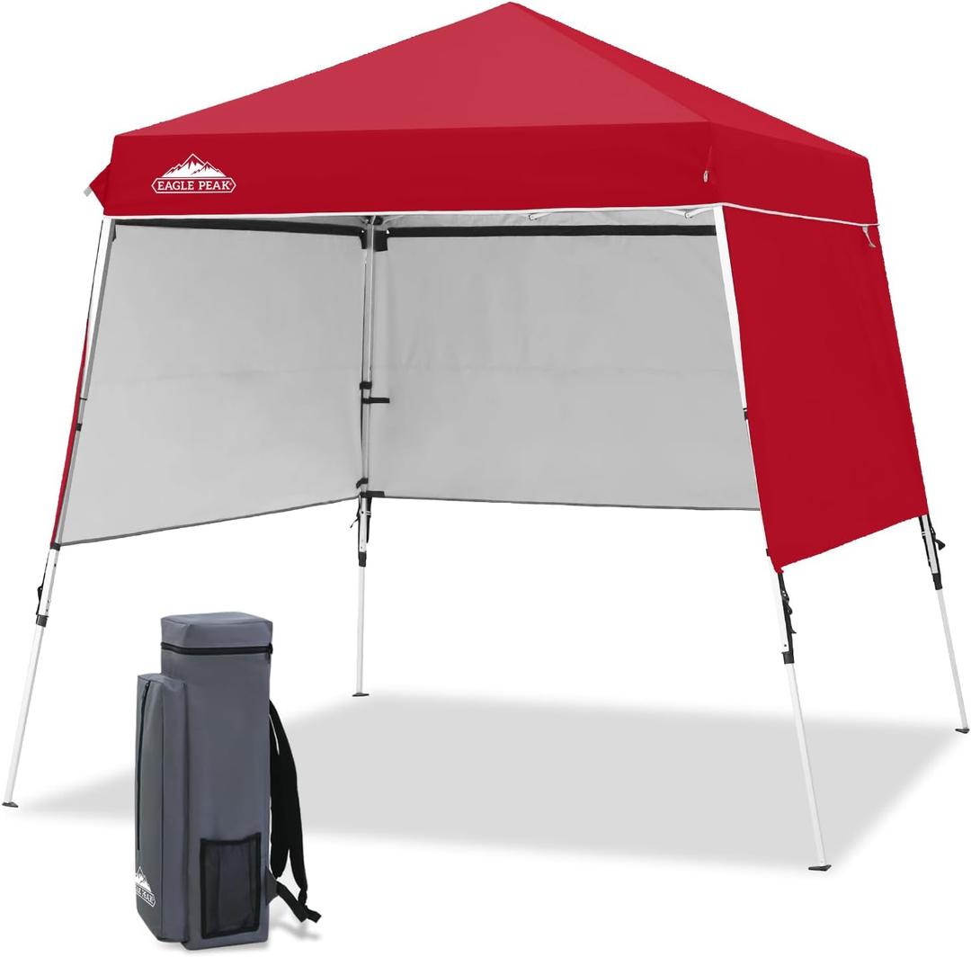 EAGLE PEAK Day Tripper 8x8 Aluminum Super-Lightweight Slant Leg Pop Up Canopy with 3 Removable Walls, Instant Outdoor Backpack Canopy Tent, Outside Beach Folding Sun Shelter, 8x8 Base 6x6 Top, Red EAGLE PEAK Day Tripper 8x8 Aluminum Super-Lightweight Slant Leg Pop Up Canopy with 3 Removable Walls, Instant Outdoor Backpack Canopy Tent, Outside Beach Folding Sun Shelter, 8x8 Base 6x6 Top, Red