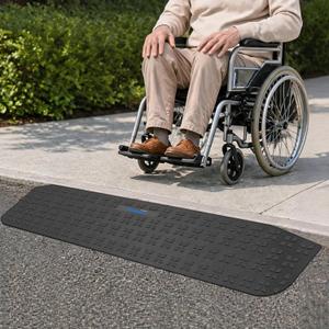 Ruedamann 1-1/2" Rise Threshold Ramps for Doorways, 2200 Lbs Capacity Wider Rubber Threshold Ramp, Special Non-Slip Portable Wheelchair Ramp, Handicap Ramp for Thresholds, Power Scooters, Cuttable