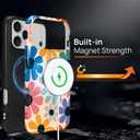 Magnetic Case for iPhone 17 Pro Max,Compatible with MagSafe Hybrid Heavy Duty 2 in 1 Full Body Rugged Shockproof Protection Glossy Case Retro Floral Colorful Daisy