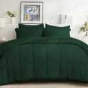 COZYART Full Comforter Set 7 Pcs, Deep Green Bed in a Bag, All Season Lightweight Soft Reversible Bedding Set, 1 Comforter, 1 Flat Sheet, 1 Fitted Sheet, 2 Pillow Shams, 2 Pillowcases