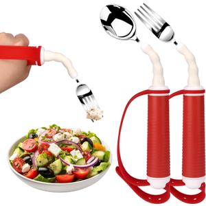 Adaptive Utensils for Disability Gadgets Swivel Fork Spoon Easy Grip Safe Stainless Steel,for Hand Tremors Parkinson's patients, 360 Rotatable Alzheimers Handicap accessories for daily living Elderly