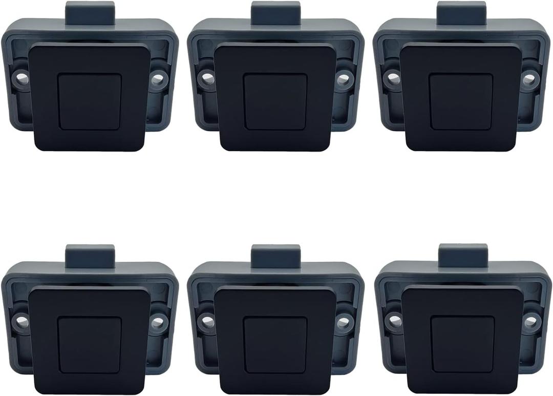 6 Packs PUROCEAN Metal Push Button Latch Square RV Push Button Catch (Black)