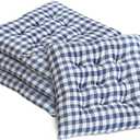 SBTXHJWCGLD Chair Pad Dining Chair Cushions Set of 4, Buffalo-Checked Chair Pads for Kitchen Chairs Seat Cushions for Outdoor Patio with Ties, 16 x 16 Inches Black and White Plaid Chair Cushio (4 Pack)