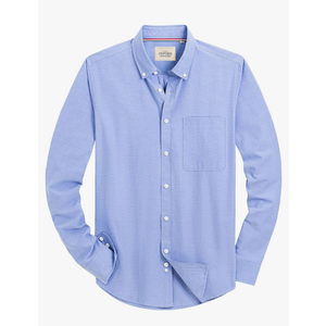 2pcs Alimens & Gentle Mens Solid Oxford Shirt Long Sleeve Dress Shirt Work Casual Button Down Shirts with Pocket, Small