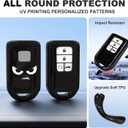 ACEBOY for Honda Key Fob Cover, 360 Degree Protection Soft TPU Key Case with Keychain for CRV Civic Accord HRV Pilot Odyssey Fit JED CRZ Smart Remote Key(Black,3/5 Buttons)