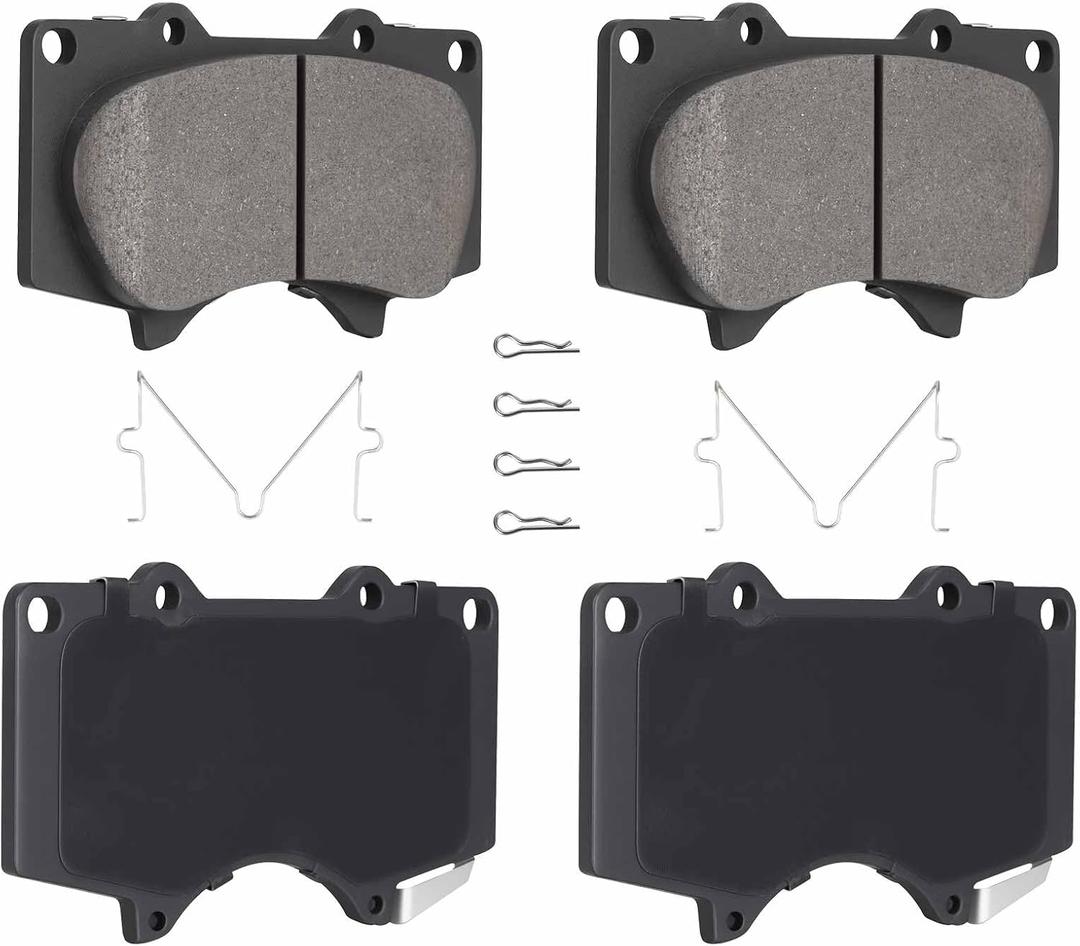 Front Ceramic Disc Brake Pads Set for Toyota 4Runner 2003-2023, Tacoma 2005-2023, Tundra 2000-2006, FJ Cruiser 2007-2014, Sequoia 2001-2007, for Lexus GX460 GX470 4PCS(With Hardware)