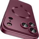 Magnetic for iPhone 17 Pro Max Case, Compatible with MagSafe, Built-in Camera Lens Protector, Slim Thin Soft Silicone Bumper Shockproof Metallic Luster Phone Case, Burgundy Red