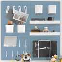 Wall-Mounted Pegboard Kit, 25.2" x 25.2" Organizer Panel  Large, Cost-Effective & Nail-Free Installation Blue