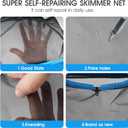TidyMister 20'' Self-Repair Pool Skimmer Net Pool Cleaning Net with Heavy Duty Nylon Mesh, Aluminum Frame, Deep Debris Bag, for Above Ground Pool In-ground Pool Leaf Rake Net (Without Pole)