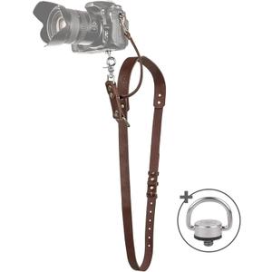 Leather Camera Strap for One Camera - Professional Single Leather Harness Shoulder Strap Quick Release Gear DSLR/SLR, Camera Accessories for Photography, Brown