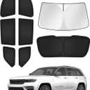 Windshield Sun Shade for 2022-2025 2026 Jeep Grand Cherokee Accessories Sunshade Side Rear Window Shade Cover Sun Visor Shield Privacy Protection Keep Vehicle Cool Black 8PCS