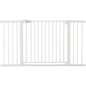 Babelio 36-57" Extra Wide Baby/Dog Gate, Auto Close with Large Walk Thru Door,Safety for Pet, House, Stairs and Doorways, Pressure Mounted for Chlid, White