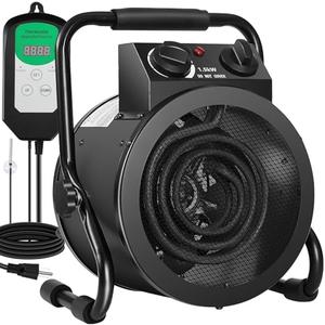 Greenhouse Heater with Thermostat, Large Size, 1500W Electric Heater, Fast Heating, Overheat Protection, Auto Temperature Control with Digital Display, for Winter Plants and Grow Tent