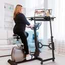 Enayplon Small Standing Desk with Wheels, Portable Treadmill Desk, Rolling Desk Adjustable Height for Laptop, Mobile Standing Table for Walking Pad, Bedside Table