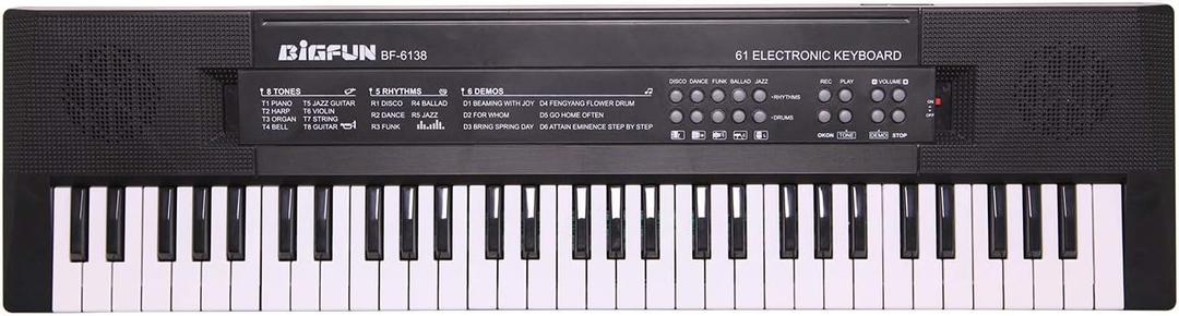 BIGFUN Kids Piano Keyboard, Electronic Musical Instrument Early Learning Keyboard Piano for Beginner (61 Keys, Black)